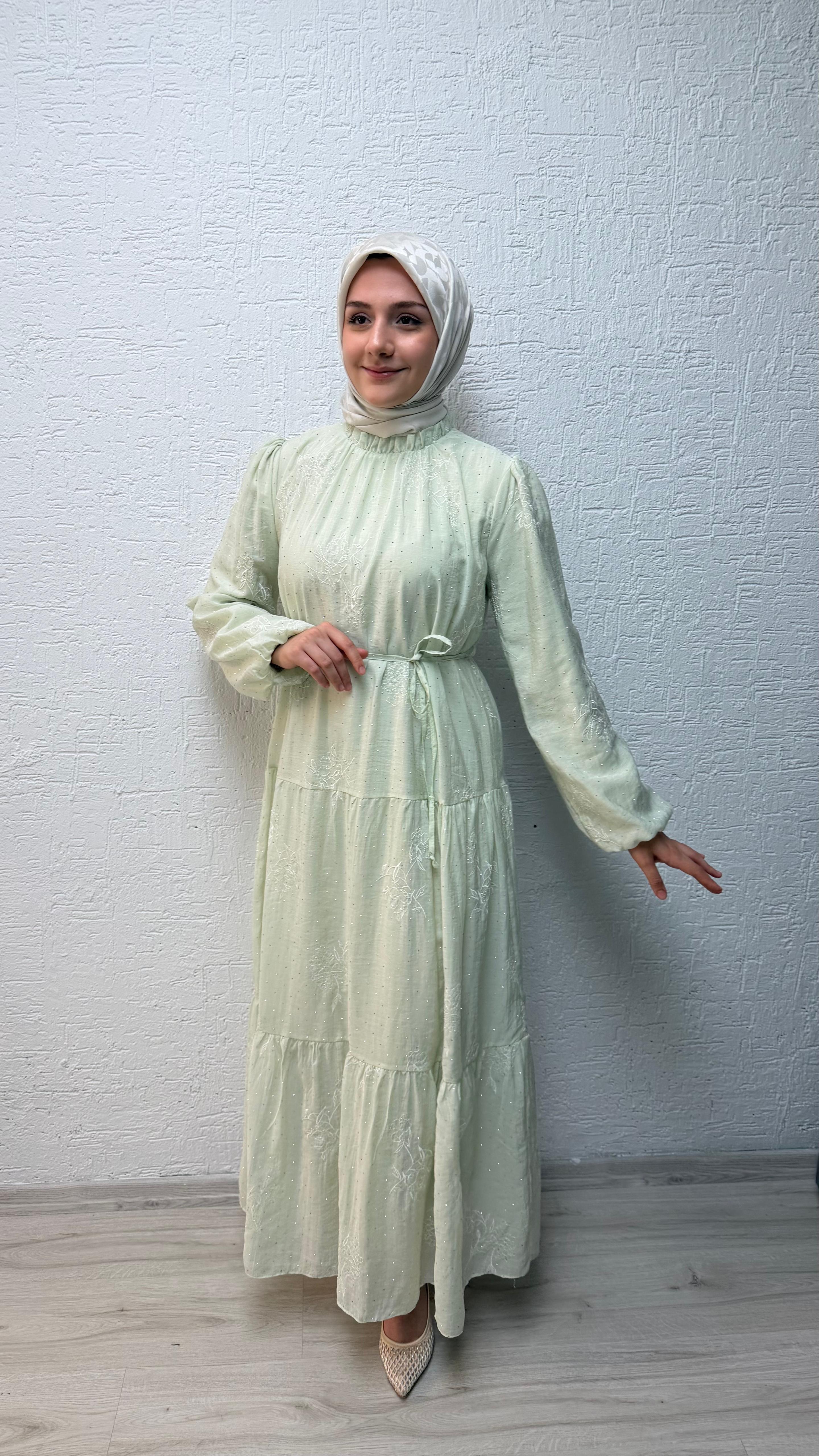 Asel tül detay astarlı elbise