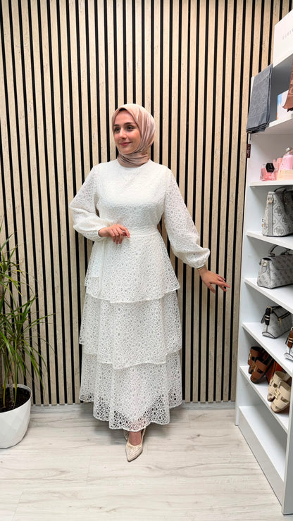 Leyla Dantel Detaylı Elbise