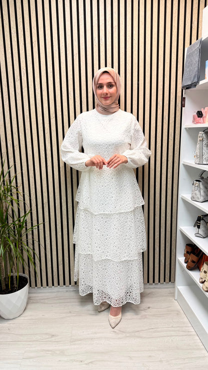 Leyla Dantel Detaylı Elbise