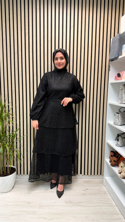 Leyla Dantel Detaylı Elbise