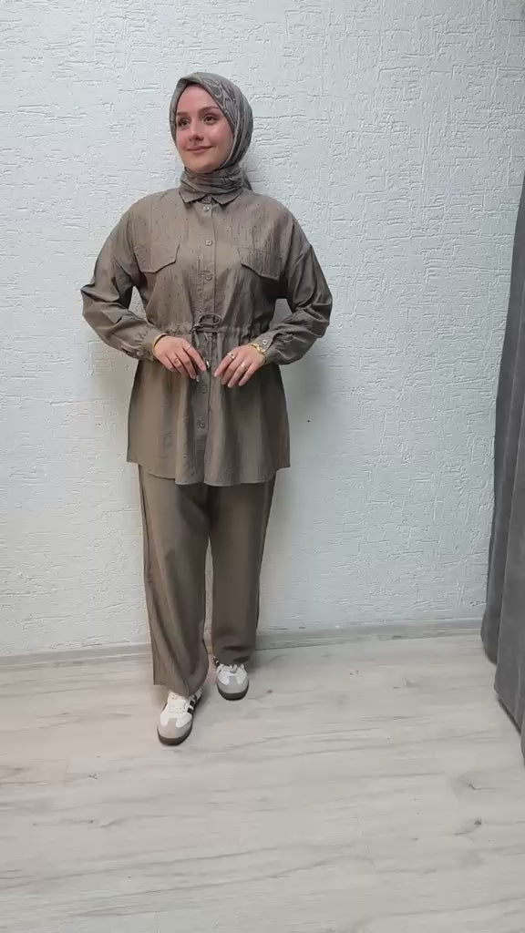 Çilek Kumaş Pantolonlu Takım