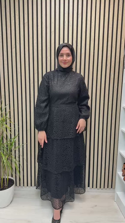 Leyla Dantel Detaylı Elbise